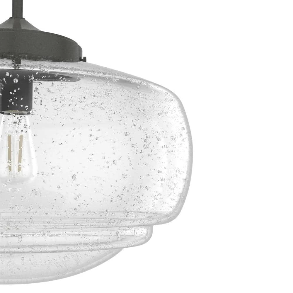 Saddle Creek 1 Light Noble Bronze Large Pendant with Seeded Glass Shade Kitchen Light by Hunter 8 Saddle Creek 1 Light Noble Bronze Large Pendant with Seeded Glass Shade Kitchen Light by Hunter - Image 6