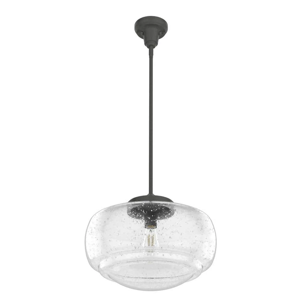 Saddle Creek 1 Light Noble Bronze Large Pendant with Seeded Glass Shade Kitchen Light by Hunter 10 Saddle Creek 1 Light Noble Bronze Large Pendant with Seeded Glass Shade Kitchen Light by Hunter - Image 8