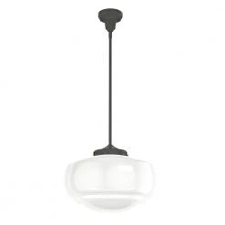 Saddle Creek 1 Light Noble Bronze Pendant with Frosted Glass Shade Kitchen Light by Hunter