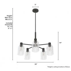 Lochemeade 5 Light Noble Bronze Chandelier with Seeded Glass Shades Kitchen Light by Hunter -Hunter Sales noble bronze hunter chandeliers 19199 1d 1000