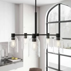 Lochemeade 5 Light Noble Bronze Chandelier with Seeded Glass Shades Kitchen Light by Hunter -Hunter Sales noble bronze hunter chandeliers 19199 e1 1000