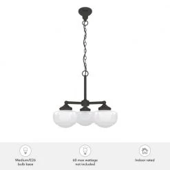 Saddle Creek 3-Light Noble Bronze Schoolhouse Chandelier with Cased White Glass Shades by Hunter -Hunter Sales noble bronze hunter chandeliers 19357 1d 1000