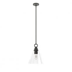 Klein 1-Light Noble Bronze Island Pendant Light with Clear Glass Shade by Hunter