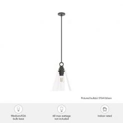 Klein 1-Light Noble Bronze Island Pendant Light with Clear Glass Shade by Hunter -Hunter Sales noble bronze hunter chandeliers 19441 c3 1000