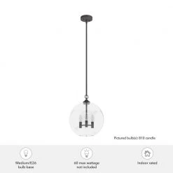 High Oaks 3-Light Noble Bronze Globe Pendant Light with Clear Seeded Glass Shade by Hunter -Hunter Sales noble bronze hunter chandeliers 19556 1d 1000