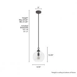 High Oaks 1-Light Noble Bronze Globe Pendant Light with Clear Seeded Glass Shade by Hunter -Hunter Sales noble bronze hunter chandeliers 19558 66 1000