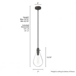 Lundin 1 Light Noble Bronze Island Pendant Light with Glass Shade Kitchen Light by Hunter -Hunter Sales noble bronze hunter chandeliers 19561 77 1000