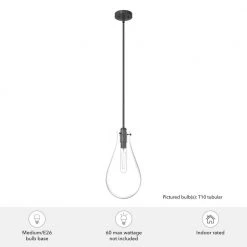 Lundin 1-Light Noble Bronze Bulb Pendant Light with Clear Glass Shade by Hunter -Hunter Sales noble bronze hunter chandeliers 19563 1d 1000