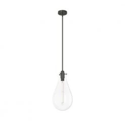 Lundin 1-Light Noble Bronze Bulb Pendant Light with Clear Glass Shade by Hunter