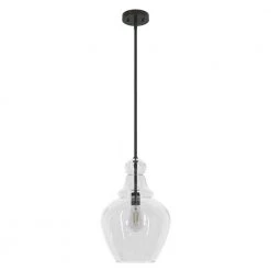 Maple Park 1 Light Noble Bronze Island Pendent Light with Glass Shade Kitchen Light by Hunter