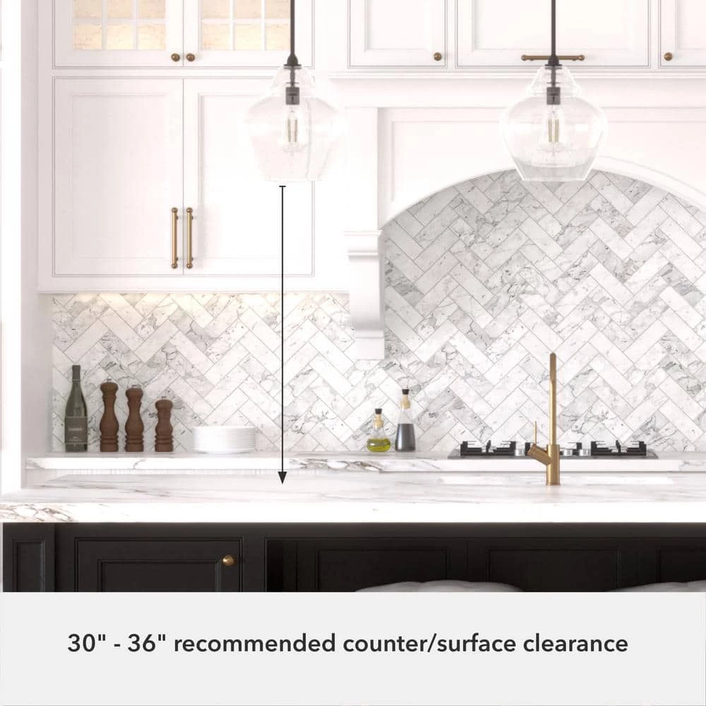 Dunshire 1-Light Noble Bronze Island Pendant Light with Clear Seeded Ginger Jar Glass Shade by Hunter 8 Dunshire 1-Light Noble Bronze Island Pendant Light with Clear Seeded Ginger Jar Glass Shade by Hunter - Image 6