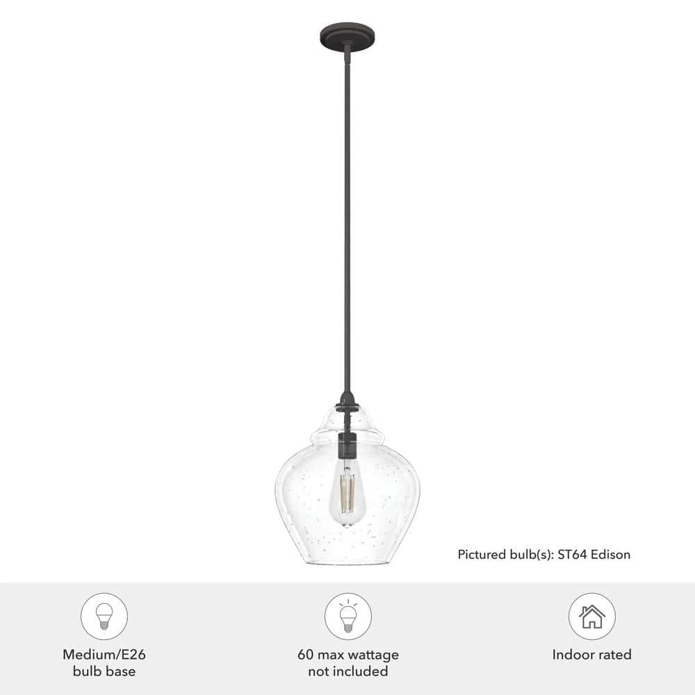 Dunshire 1-Light Noble Bronze Island Pendant Light with Clear Seeded Ginger Jar Glass Shade by Hunter 9 Dunshire 1-Light Noble Bronze Island Pendant Light with Clear Seeded Ginger Jar Glass Shade by Hunter - Image 7