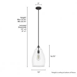 Dunshire 1-Light Noble Bronze Island Pendant Light with Clear Seeded Curved Vase Glass Shade by Hunter -Hunter Sales noble bronze hunter chandeliers 19651 1d 1000
