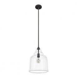 Dunshire 1-Light Noble Bronze Island Pendant Light with Clear Bell Glass Shade by Hunter -Hunter Sales noble bronze hunter chandeliers 19654 c3 1000