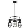 Starklake 3-Light Noble Bronze Wagon Wheel Chandelier with Caged Metal Shades by Hunter