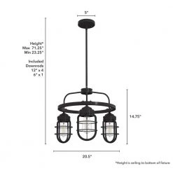 Starklake 3-Light Noble Bronze Wagon Wheel Chandelier with Caged Metal Shades by Hunter -Hunter Sales noble bronze hunter chandeliers 19664 66 1000