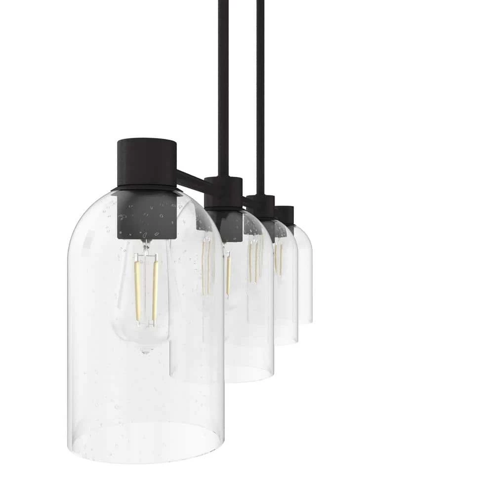 Lochemeade 4 Light Noble Bronze Linear Chandelier with Clear Seeded Glass Shades Kitchen Light by Hunter 7 Lochemeade 4 Light Noble Bronze Linear Chandelier with Clear Seeded Glass Shades Kitchen Light by Hunter - Image 5