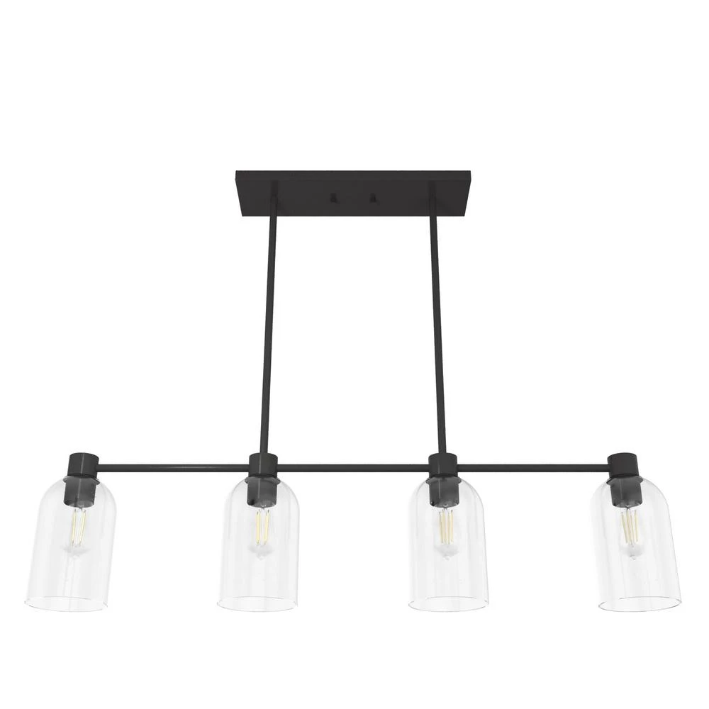 Lochemeade 4 Light Noble Bronze Linear Chandelier with Clear Seeded Glass Shades Kitchen Light by Hunter 12 Lochemeade 4 Light Noble Bronze Linear Chandelier with Clear Seeded Glass Shades Kitchen Light by Hunter - Image 10