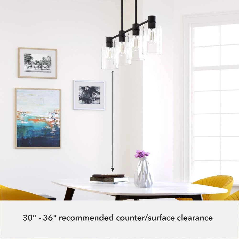 Lochemeade 4 Light Noble Bronze Linear Chandelier with Clear Seeded Glass Shades Kitchen Light by Hunter 10 Lochemeade 4 Light Noble Bronze Linear Chandelier with Clear Seeded Glass Shades Kitchen Light by Hunter - Image 8