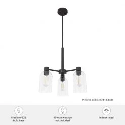 Lochemeade 3 Light Noble Bronze Chandelier with Clear Seeded Glass Shades Kitchen Light by Hunter -Hunter Sales noble bronze hunter chandeliers 19721 1d 1000