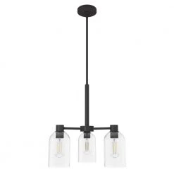 Lochemeade 3 Light Noble Bronze Chandelier with Clear Seeded Glass Shades Kitchen Light by Hunter