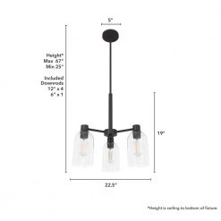 Lochemeade 3 Light Noble Bronze Chandelier with Clear Seeded Glass Shades Kitchen Light by Hunter -Hunter Sales noble bronze hunter chandeliers 19721 66 1000