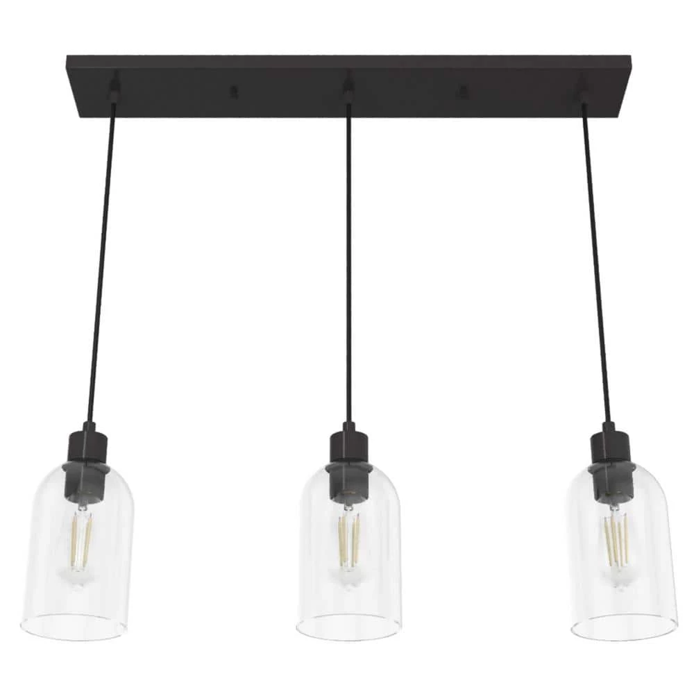 Lochemeade 3 Light Noble Bronze Shaded Chandelier with Clear Seeded Glass Shades Kitchen Light by Hunter 11 Lochemeade 3 Light Noble Bronze Shaded Chandelier with Clear Seeded Glass Shades Kitchen Light by Hunter - Image 9