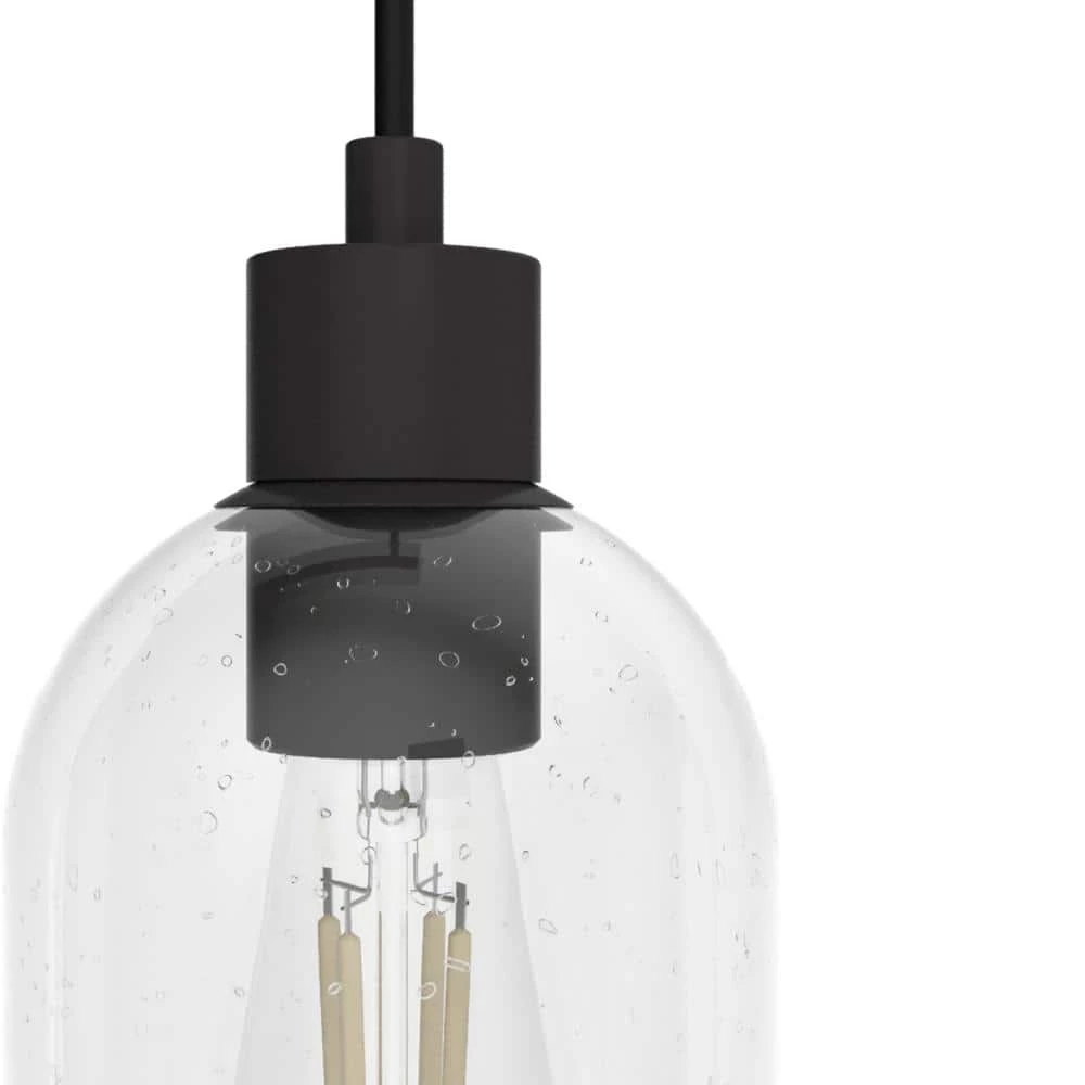 Lochemeade 3 Light Noble Bronze Shaded Chandelier with Clear Seeded Glass Shades Kitchen Light by Hunter 6 Lochemeade 3 Light Noble Bronze Shaded Chandelier with Clear Seeded Glass Shades Kitchen Light by Hunter - Image 4