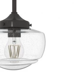 Saddle Creek 1-Light Noble Bronze Schoolhouse Mini Pendant Light with Clear Seeded Glass Shade by Hunter -Hunter Sales noble bronze hunter pendant lights 19046 1d 1000