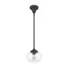 Saddle Creek 1-Light Noble Bronze Schoolhouse Mini Pendant Light with Clear Seeded Glass Shade by Hunter -Hunter Sales noble bronze hunter pendant lights 19046 64 1000