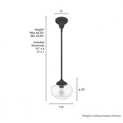 Saddle Creek 1-Light Noble Bronze Schoolhouse Mini Pendant Light with Clear Seeded Glass Shade by Hunter -Hunter Sales noble bronze hunter pendant lights 19046 66 1000