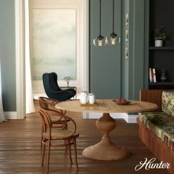 Saddle Creek 1-Light Noble Bronze Schoolhouse Mini Pendant Light with Clear Seeded Glass Shade by Hunter -Hunter Sales noble bronze hunter pendant lights 19046 a0 1000