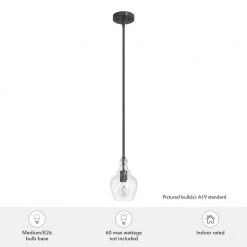 Maple Park 1 Light Noble Bronze Mini Pendent Light with Glass Shade Kitchen Light by Hunter -Hunter Sales noble bronze hunter pendant lights 19568 1d 1000