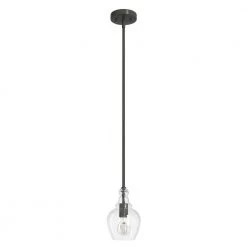 Maple Park 1 Light Noble Bronze Mini Pendent Light with Glass Shade Kitchen Light by Hunter