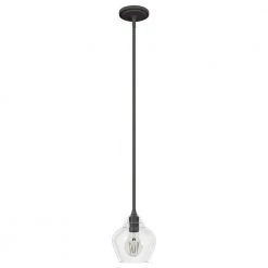 Dunshire 1-Light Noble Bronze Island Mini-Pendant Light with Clear Ginger Jar Glass Shade by Hunter