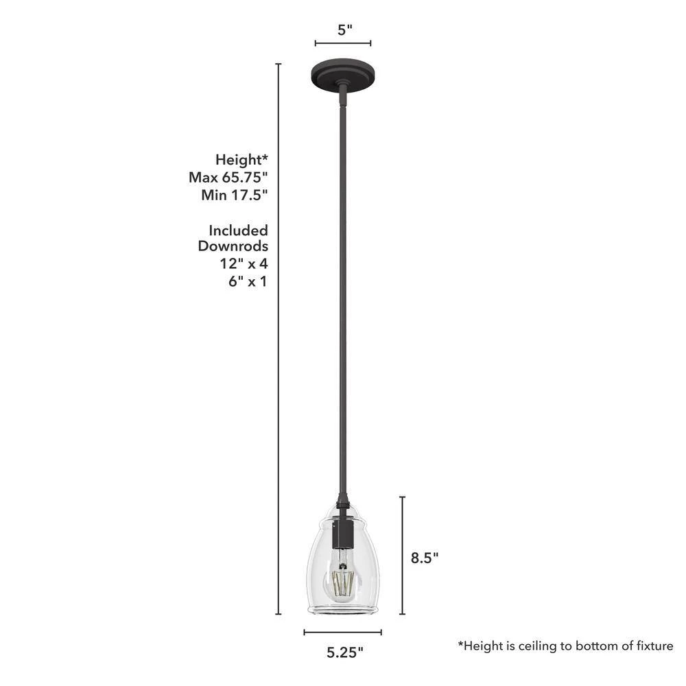 Dunshire 1-Light Noble Bronze Island Mini-Pendant Light with Clear Curved Vase Glass Shade by Hunter 7 Dunshire 1-Light Noble Bronze Island Mini-Pendant Light with Clear Curved Vase Glass Shade by Hunter - Image 5