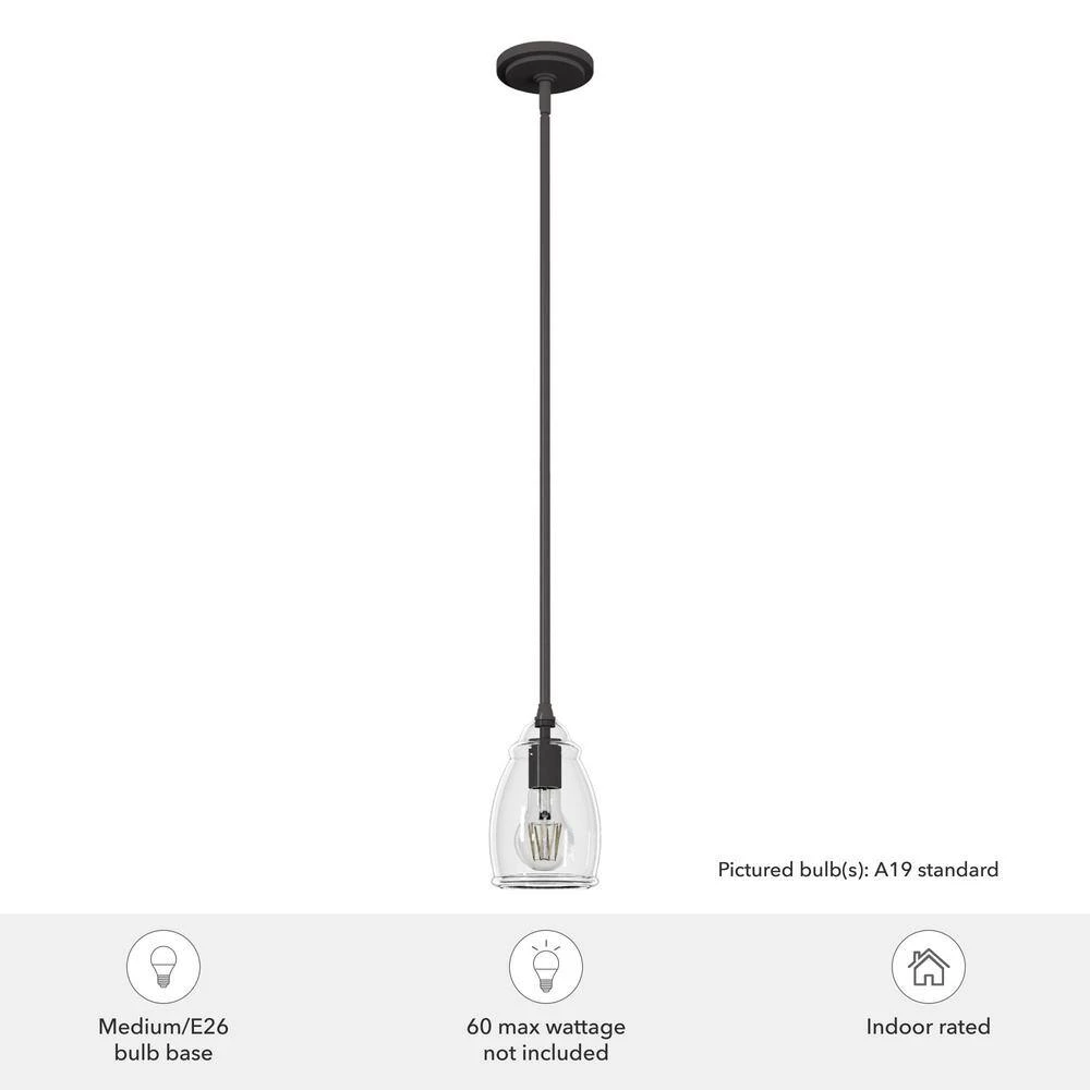 Dunshire 1-Light Noble Bronze Island Mini-Pendant Light with Clear Curved Vase Glass Shade by Hunter 9 Dunshire 1-Light Noble Bronze Island Mini-Pendant Light with Clear Curved Vase Glass Shade by Hunter - Image 7