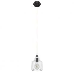 Dunshire 1-Light Noble Bronze Island Mini-Pendant Light with Clear Bell Glass Shade by Hunter