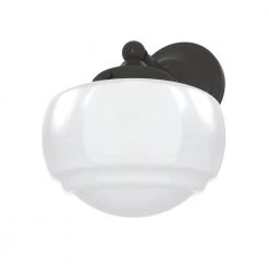 Saddle Creek 1-Light Noble Bronze Wall Sconce with Cased White Glass Shade by Hunter