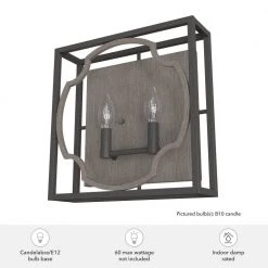 Stone Creek 2 Light Aged Steel Wall Sconce Bathroom Light by Hunter -Hunter Sales noble bronze hunter vanity lighting 19228 1d 1000