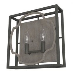 Stone Creek 2 Light Aged Steel Wall Sconce Bathroom Light by Hunter
