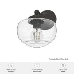 Saddle Creek 1-Light Noble Bronze Wall Sconce with Clear Seeded Glass Shade by Hunter -Hunter Sales noble bronze hunter vanity lighting 19270 1d 1000