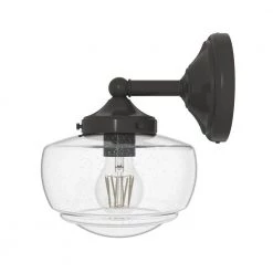 Saddle Creek 1-Light Noble Bronze Wall Sconce with Clear Seeded Glass Shade by Hunter -Hunter Sales noble bronze hunter vanity lighting 19270 c3 1000