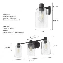 Lochemeade 22.5 in. 3 Light Noble Bronze Vanity Light with Clear Seeded Glass Shades Bathroom Light by Hunter -Hunter Sales noble bronze hunter vanity lighting 19712 66 1000