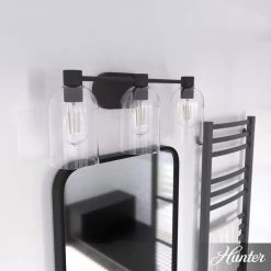 Lochemeade 22.5 in. 3 Light Noble Bronze Vanity Light with Clear Seeded Glass Shades Bathroom Light by Hunter -Hunter Sales noble bronze hunter vanity lighting 19712 e1 1000