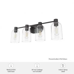 Lochemeade 28.5 in. 4 Light Noble Bronze Vanity Light with Clear Seeded Glass Shades Bathroom Light by Hunter 14 Lochemeade 28.5 in. 4 Light Noble Bronze Vanity Light with Clear Seeded Glass Shades Bathroom Light by Hunter -Hunter Sales noble bronze hunter vanity lighting 19713 1d 1000