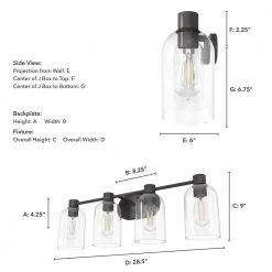 Lochemeade 28.5 in. 4 Light Noble Bronze Vanity Light with Clear Seeded Glass Shades Bathroom Light by Hunter 15 Lochemeade 28.5 in. 4 Light Noble Bronze Vanity Light with Clear Seeded Glass Shades Bathroom Light by Hunter -Hunter Sales noble bronze hunter vanity lighting 19713 66 1000