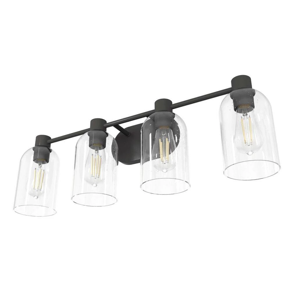 Lochemeade 28.5 in. 4 Light Noble Bronze Vanity Light with Clear Seeded Glass Shades Bathroom Light by Hunter 10 Lochemeade 28.5 in. 4 Light Noble Bronze Vanity Light with Clear Seeded Glass Shades Bathroom Light by Hunter - Image 8