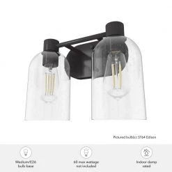 Lochemeade 12.5 in. 2 Light Noble Bronze Vanity Light with Clear Seeded Glass Shades Bathroom Light by Hunter 15 Lochemeade 12.5 in. 2 Light Noble Bronze Vanity Light with Clear Seeded Glass Shades Bathroom Light by Hunter -Hunter Sales noble bronze hunter vanity lighting 19780 66 1000