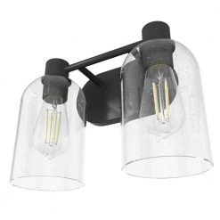 Lochemeade 12.5 in. 2 Light Noble Bronze Vanity Light with Clear Seeded Glass Shades Bathroom Light by Hunter 17 Lochemeade 12.5 in. 2 Light Noble Bronze Vanity Light with Clear Seeded Glass Shades Bathroom Light by Hunter -Hunter Sales noble bronze hunter vanity lighting 19780 c3 1000